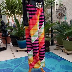 💚🔸▪️MULTI COLORED WIDE LEG ELASTIC WAIST COMFY PANTS▪️🔸💚